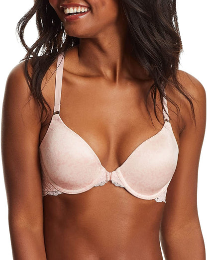 Maidenform Women'S One Fab Fit T-Shirt Bra, Women’S Full Coverage T-Shirt Bra, Women’S Lightly Lined Racerback Bra Boho Paisley Print/Sheer Pale Pink / 34C