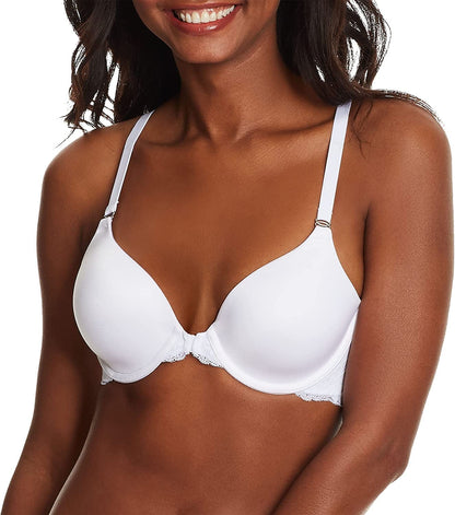 Maidenform Women'S One Fab Fit T-Shirt Bra, Women’S Full Coverage T-Shirt Bra, Women’S Lightly Lined Racerback Bra White / 34C