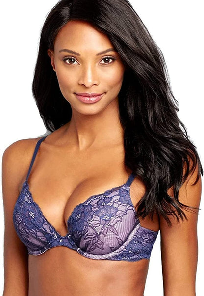Maidenform Women'S Ultimate Lace Push-Up Bra Navy W. Luminous Lilac / 34C