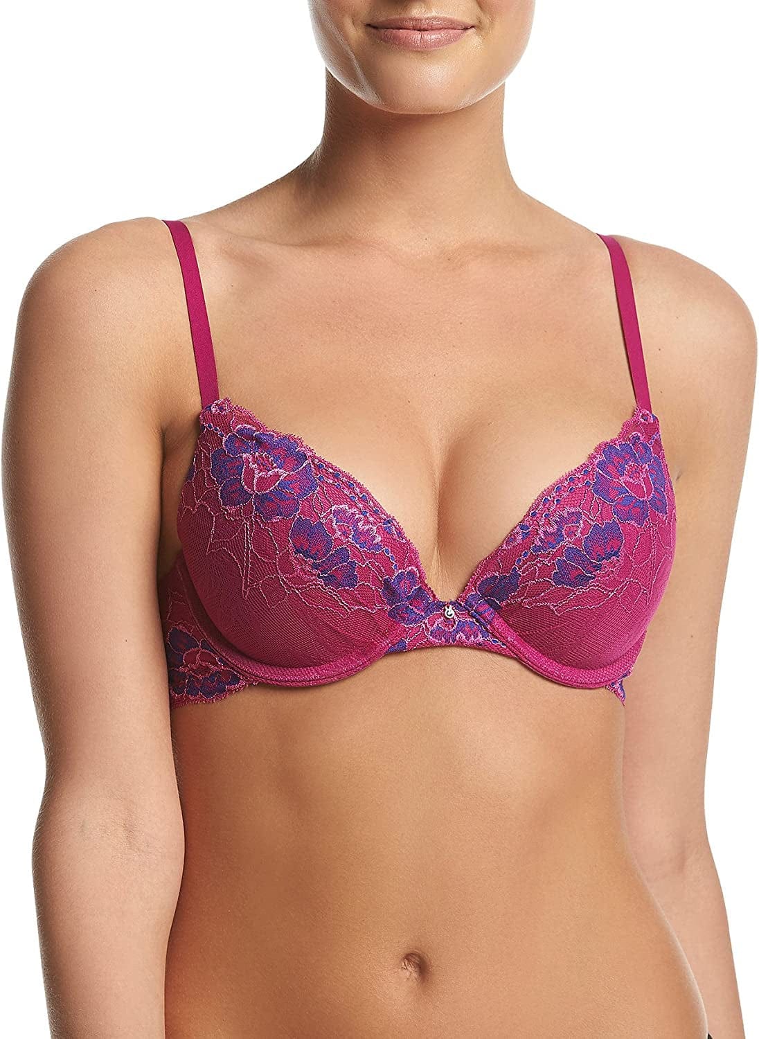 Maidenform Women'S Ultimate Lace Push-Up Bra Magenta Zeal/Valient Blue / 36C