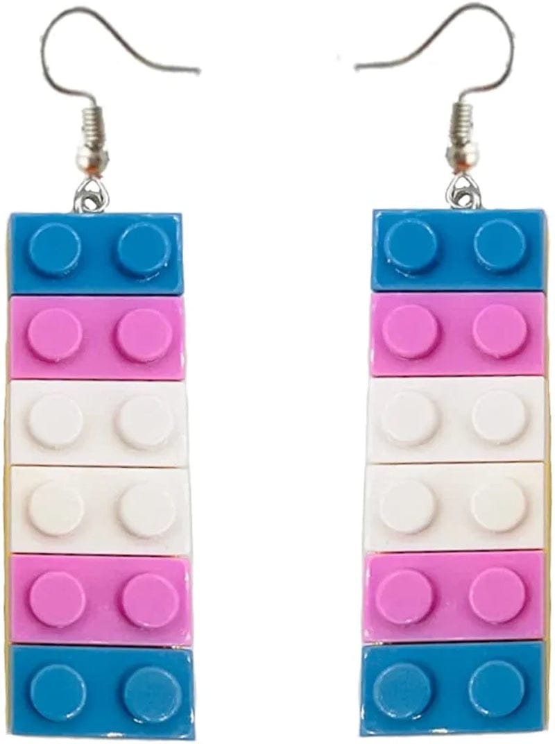 Mall of Style Rainbow Gay Pride Necklace Earrings Bracelet for Men & Women - Unisex Rainbow Jewelry - Plastic Bricks LGBT - Lesbian Gay Bisexual Transgender Jewelry for Men and Women Transgender Earrings