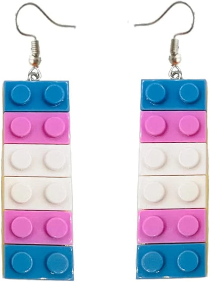 Mall of Style Rainbow Gay Pride Necklace Earrings Bracelet for Men & Women - Unisex Rainbow Jewelry - Plastic Bricks LGBT - Lesbian Gay Bisexual Transgender Jewelry for Men and Women Transgender Earrings