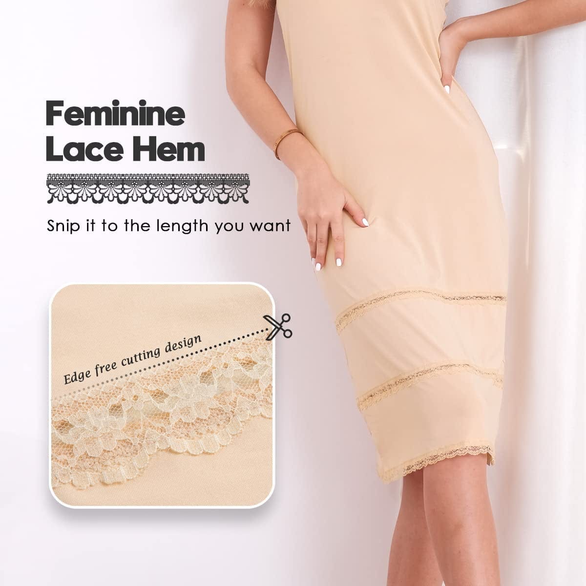 MANCYFIT Women'S Tube Top Dress Slip Sleeveless Underdress Invisible Straps