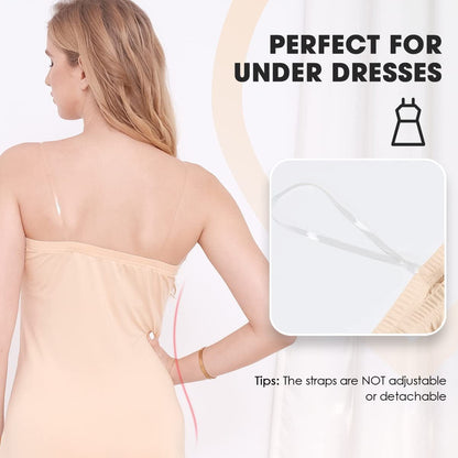 MANCYFIT Women'S Tube Top Dress Slip Sleeveless Underdress Invisible Straps