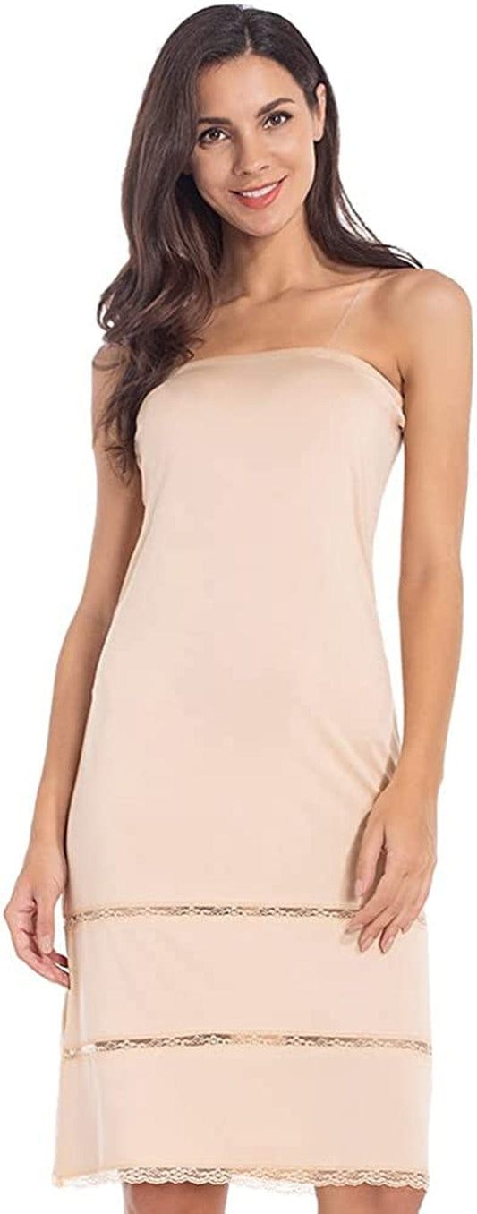 MANCYFIT Women'S Tube Top Dress Slip Sleeveless Underdress Invisible Straps Nude / Medium