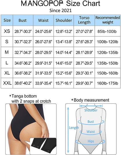 MANGOPOP Women'S Square Neck Short Sleeve Long Sleeve Tops Bodysuit Jumpsuit