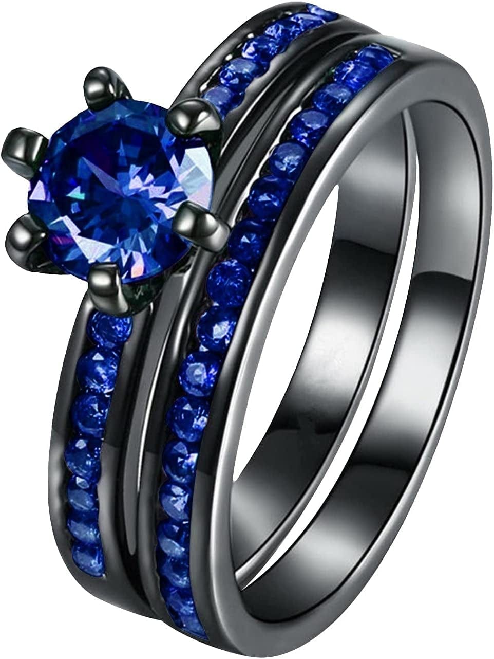 Manriver 2PC Stackable Rings for Women - Zirconia Gemstone Rhinestone Studded Promise Rings Jewelry Gifts Size 5-12, Purple, 7 Blue / 10