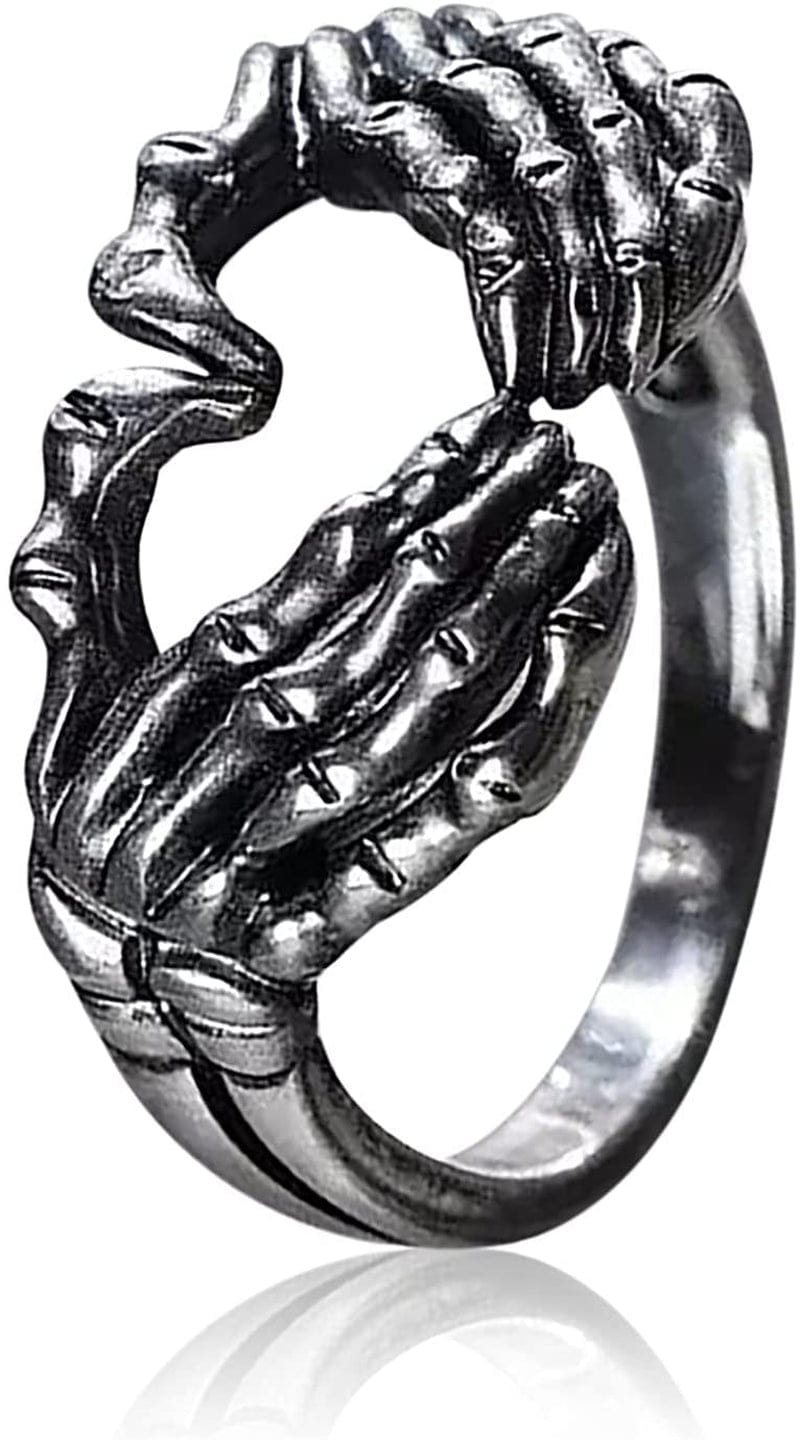 Manriver Love Hand Sign Rings for Women - Novelty Heart Shape Retro Alloy Rings Jewelry Accessory Gifts Size 5-10 (Silver, 7)