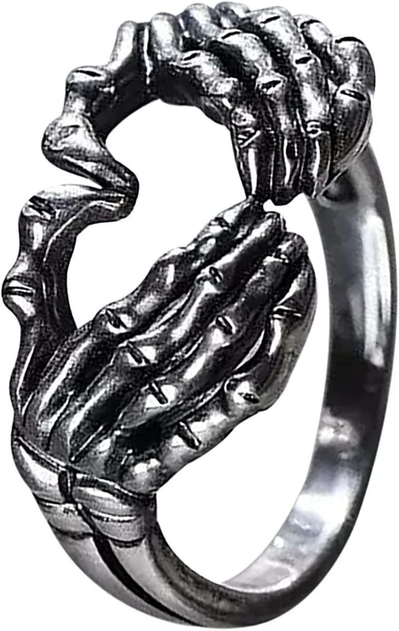Manriver Love Hand Sign Rings for Women - Novelty Heart Shape Retro Alloy Rings Jewelry Accessory Gifts Size 5-10 (Silver, 7) Silver / 8