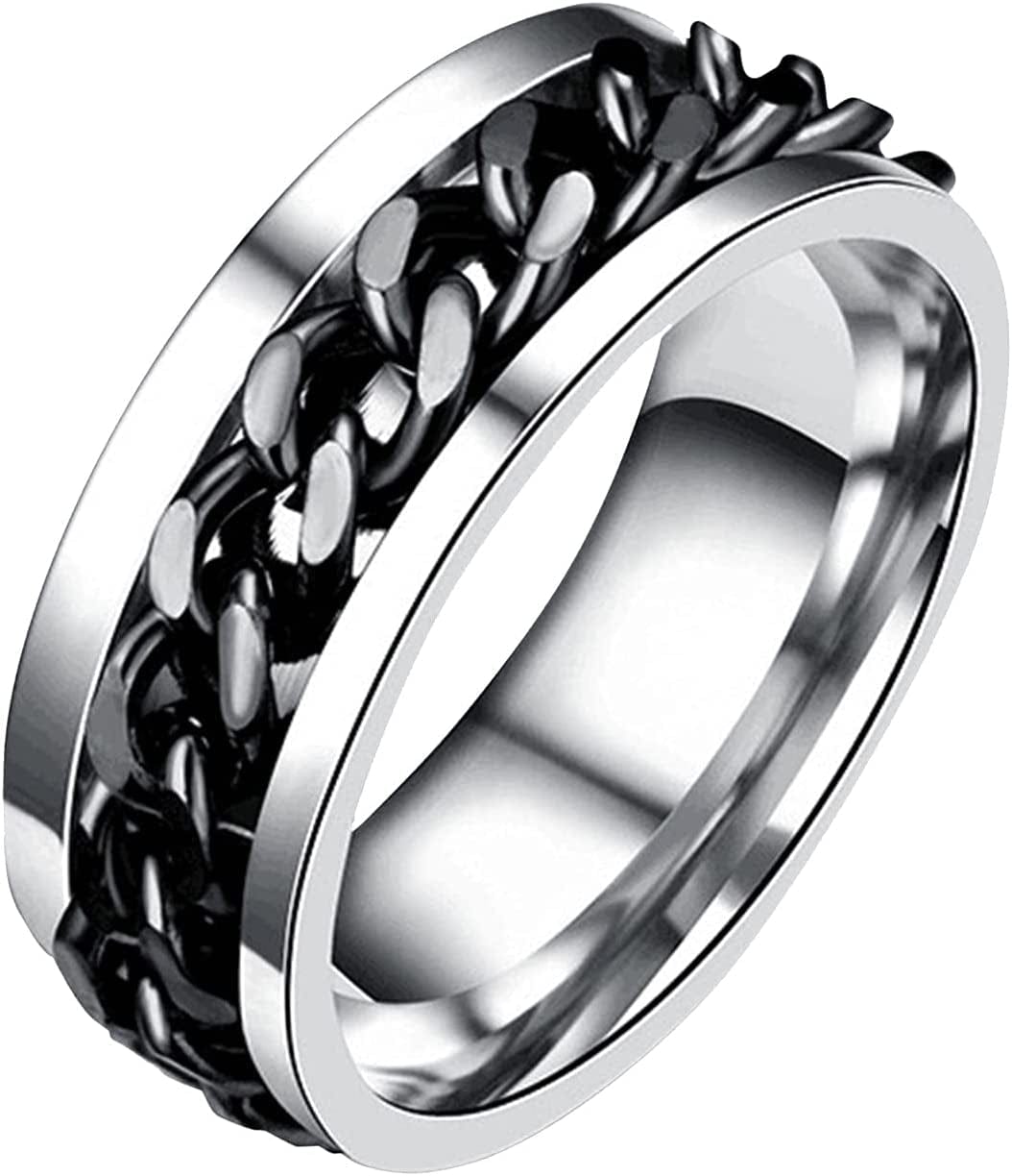 Manriver Rotation Chain Promise Rings for Women Men - Premium Alloy Chains Multi-Function Beer Bottle Ring Jewelry Gift Accessory Size 6-13 (Black, 7) Black / 10