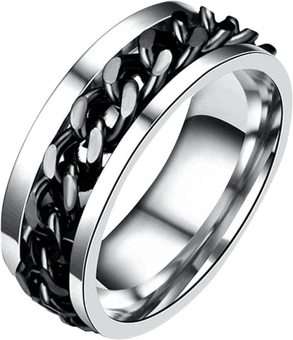 Manriver Rotation Chain Promise Rings for Women Men - Premium Alloy Chains Multi-Function Beer Bottle Ring Jewelry Gift Accessory Size 6-13 (Black, 7) Black / 10