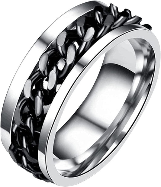 Manriver Rotation Chain Promise Rings for Women Men - Premium Alloy Chains Multi-Function Beer Bottle Ring Jewelry Gift Accessory Size 6-13 (Black, 7) Black / 10