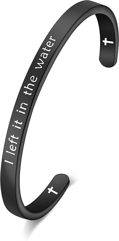 MAOFAED Adult Woman Baptism Gift Teen Girl Baptized Bracelet I Left It in the Water Christian Jewelry Gift for Her Apparel & Accessories > Jewelry > Bracelets MAOFAED left in water black  