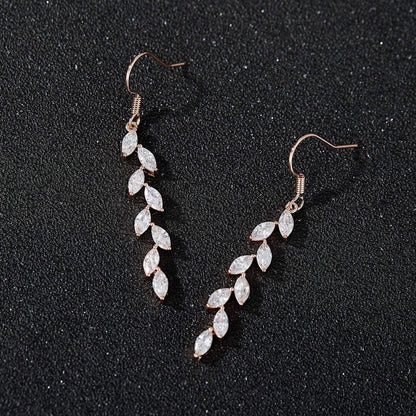 Marquise Wedding Dangle Earrings for Brides Bridesmaid, Crystal Long Bridal Earrings for Women Prom