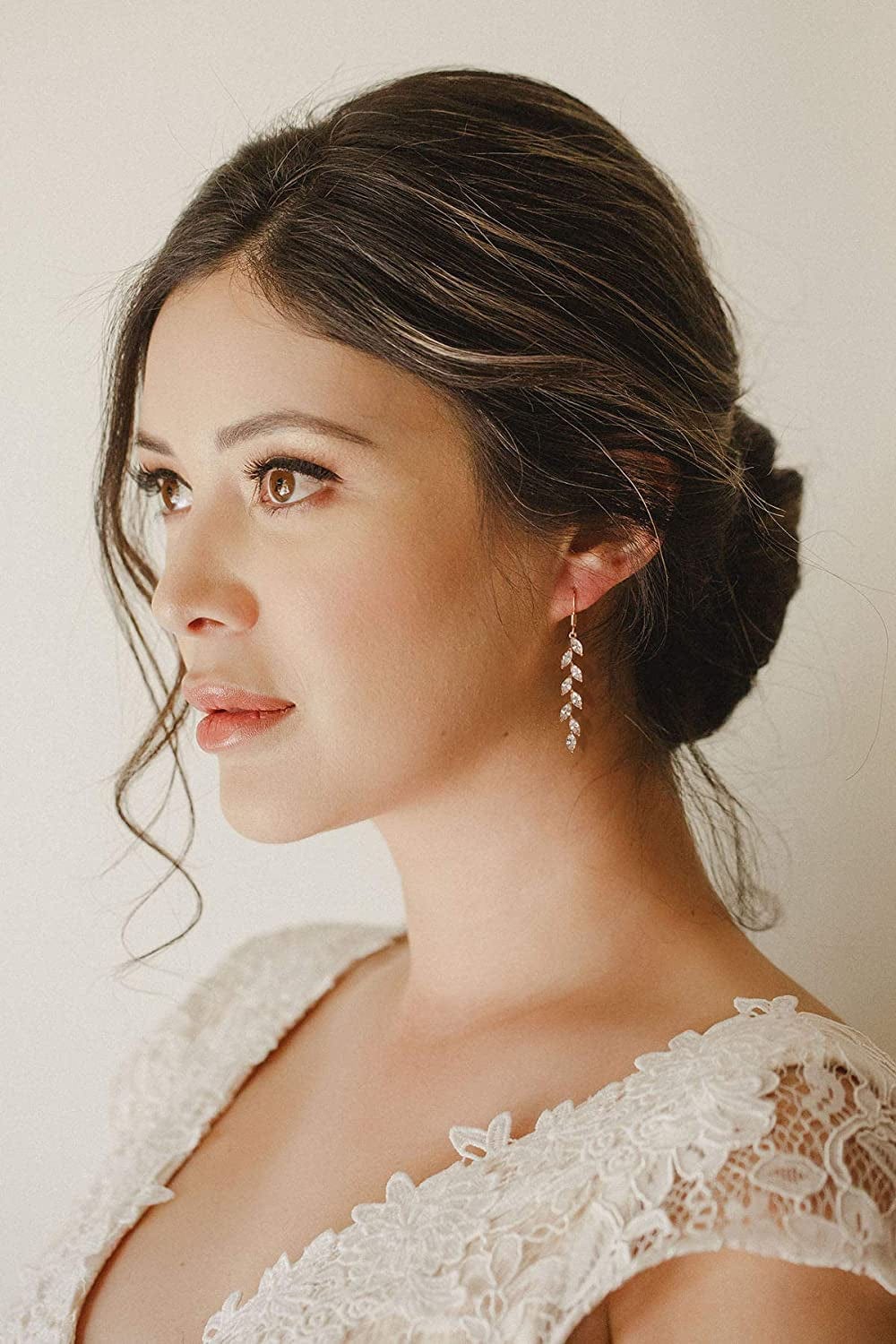 Marquise Wedding Dangle Earrings for Brides Bridesmaid, Crystal Long Bridal Earrings for Women Prom