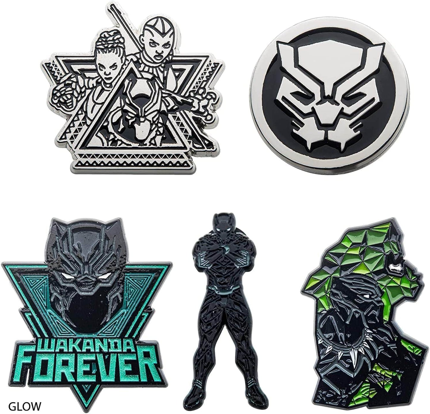 Marvel Studios: Black Panther Wakanda Forever Metal-Based and Enamel 5 Lapel Pin Set with an Officially Licensed Wakanda Forever Window Box ( Exclusive).