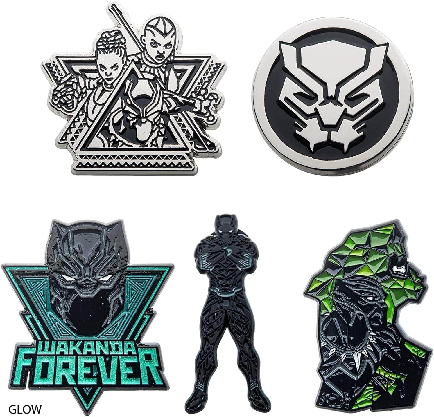 Marvel Studios: Black Panther Wakanda Forever Metal-Based and Enamel 5 Lapel Pin Set with an Officially Licensed Wakanda Forever Window Box ( Exclusive).