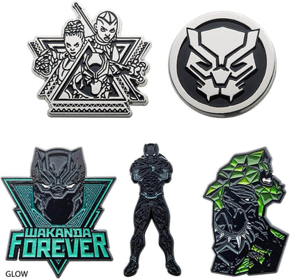 Marvel Studios: Black Panther Wakanda Forever Metal-Based and Enamel 5 Lapel Pin Set with an Officially Licensed Wakanda Forever Window Box ( Exclusive).