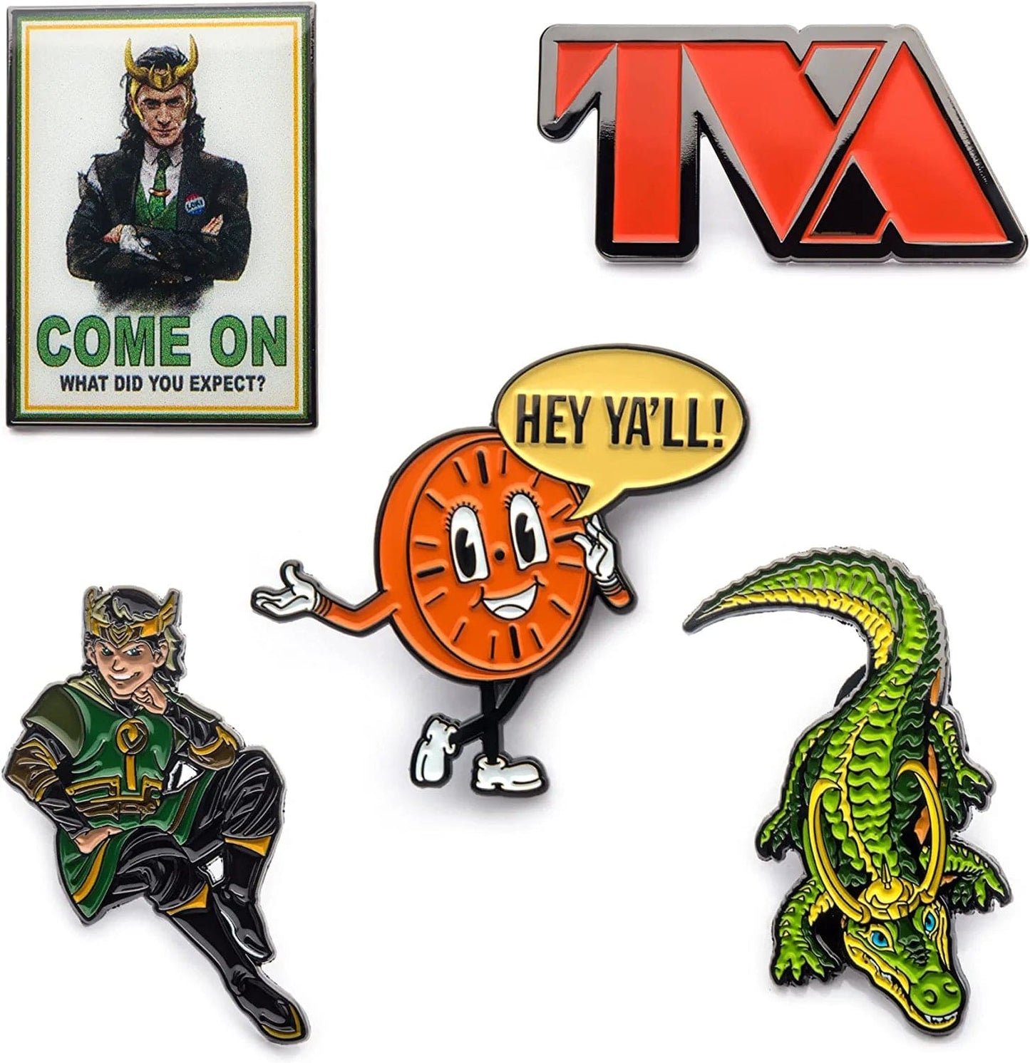 Marvel Studios: Loki "God of Mischief" and "Most Powerful Asgard'S Sorcerer" Limited Edition Metal-Based and Enamel 5 Lapel Pin Set. ( Exclusive)