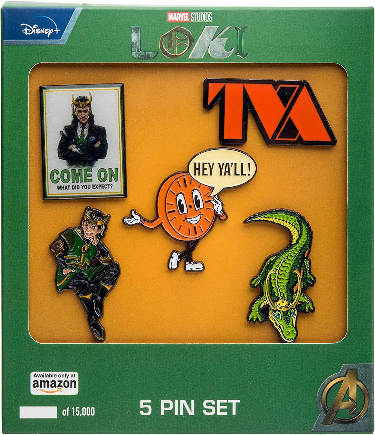 Marvel Studios: Loki "God of Mischief" and "Most Powerful Asgard'S Sorcerer" Limited Edition Metal-Based and Enamel 5 Lapel Pin Set. ( Exclusive)