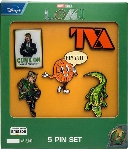 Marvel Studios: Loki "God of Mischief" and "Most Powerful Asgard'S Sorcerer" Limited Edition Metal-Based and Enamel 5 Lapel Pin Set. ( Exclusive)