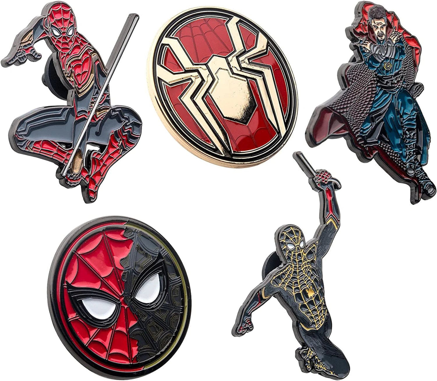 Marvel Studios: Spider-Man "No Way Home" Metal-Based and Enamel 5 Lapel Pin Set Comes in an Officially Licensed Box ( Exclusive)