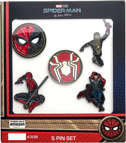Marvel Studios: Spider-Man "No Way Home" Metal-Based and Enamel 5 Lapel Pin Set Comes in an Officially Licensed Box ( Exclusive)