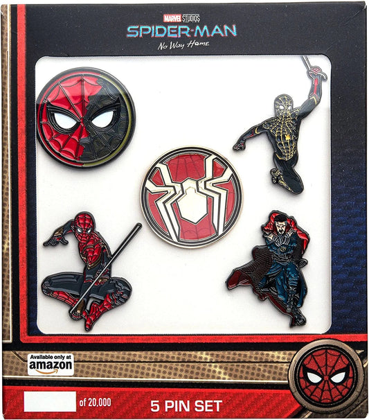 Marvel Studios: Spider-Man "No Way Home" Metal-Based and Enamel 5 Lapel Pin Set Comes in an Officially Licensed Box ( Exclusive)