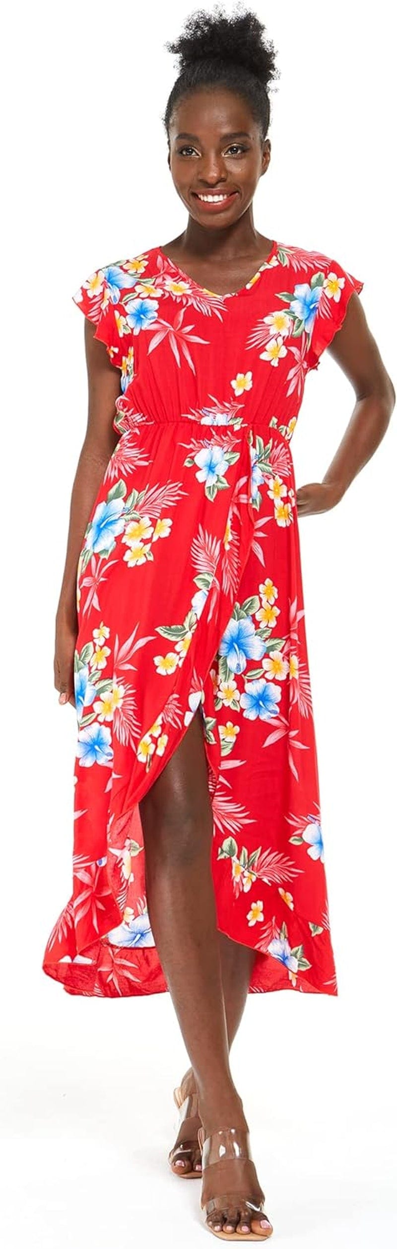 Matchable Family Hawaiian Luau Men Women Girl Boy Clothes in Hibiscus Red