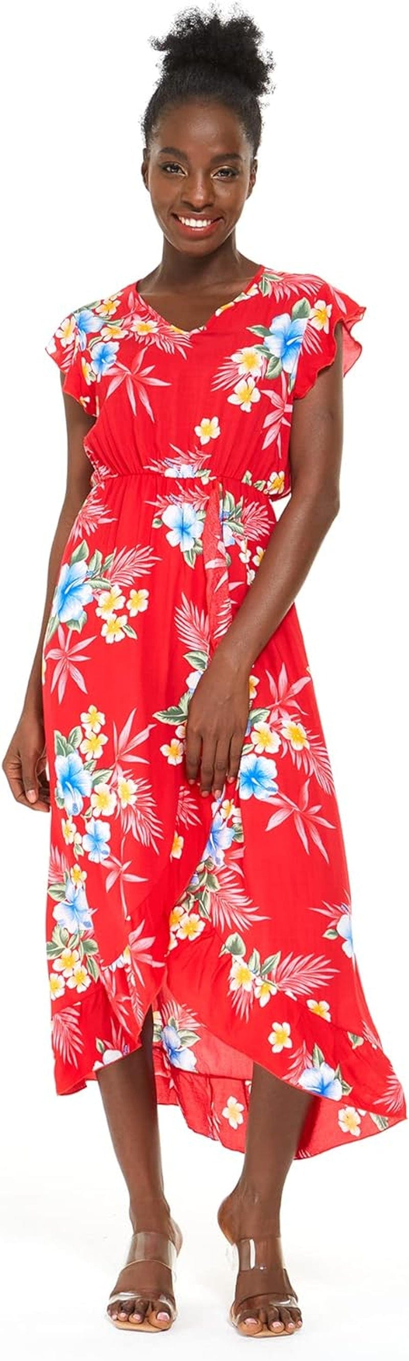 Matchable Family Hawaiian Luau Men Women Girl Boy Clothes in Hibiscus Red