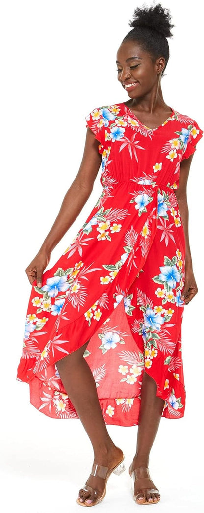 Matchable Family Hawaiian Luau Men Women Girl Boy Clothes in Hibiscus Red