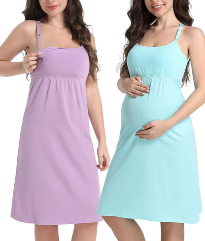 Maternity Dresses Nursing Tank Tops Breastfeeding Sleep Cami Shirt Nightgowns