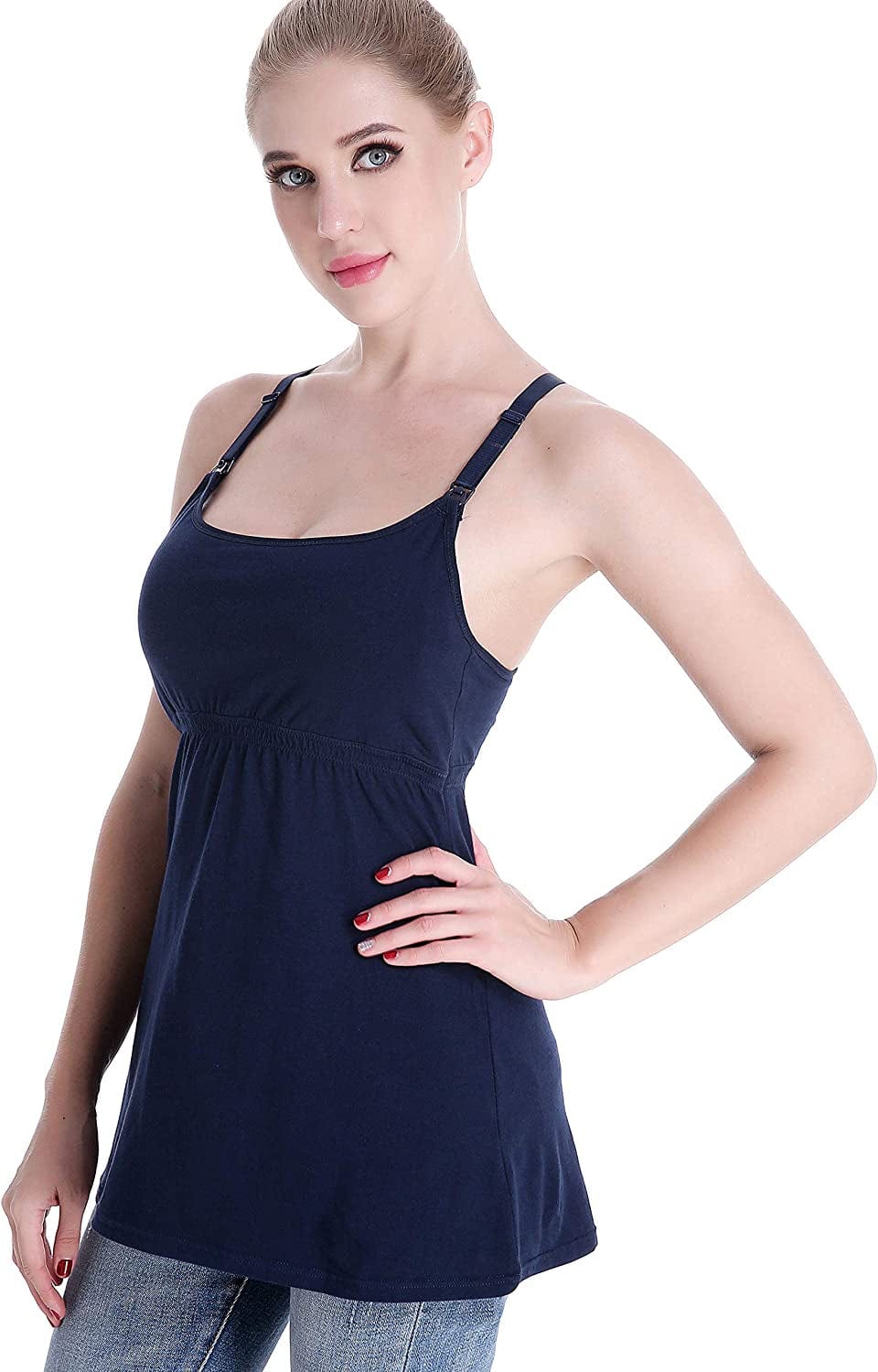Maternity Nursing Tank Tops with Shelf Bra Breastfeeding Cami Shirt 3-Pack
