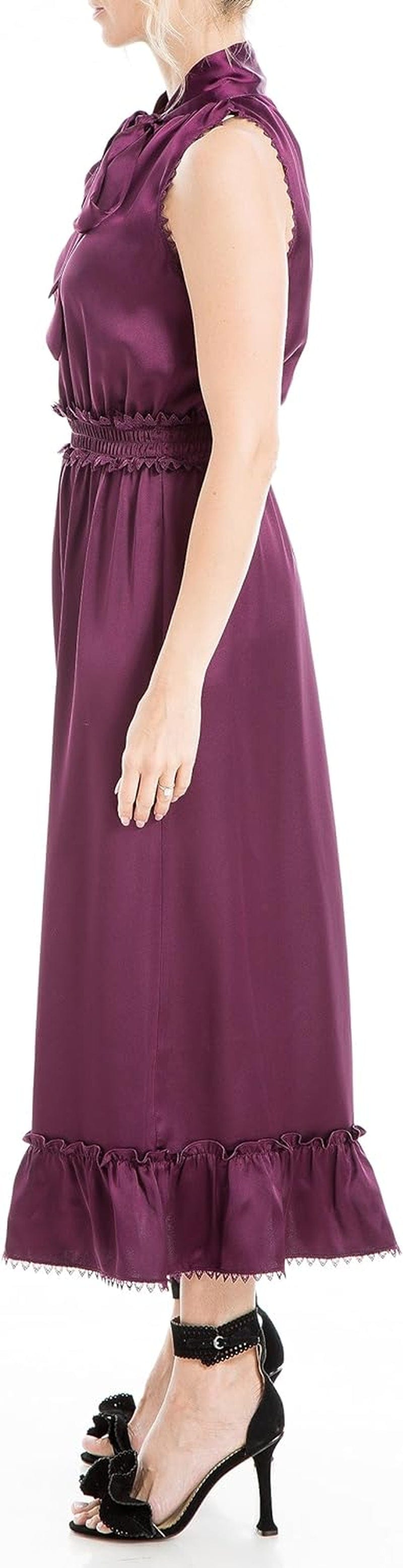 Max Studio Women'S Satin Midi Ruffle Dress