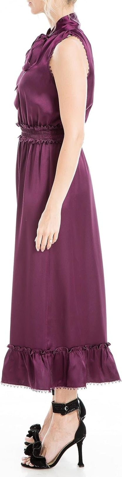 Max Studio Women'S Satin Midi Ruffle Dress