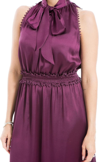 Max Studio Women'S Satin Midi Ruffle Dress