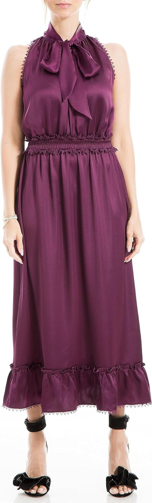Max Studio Women'S Satin Midi Ruffle Dress