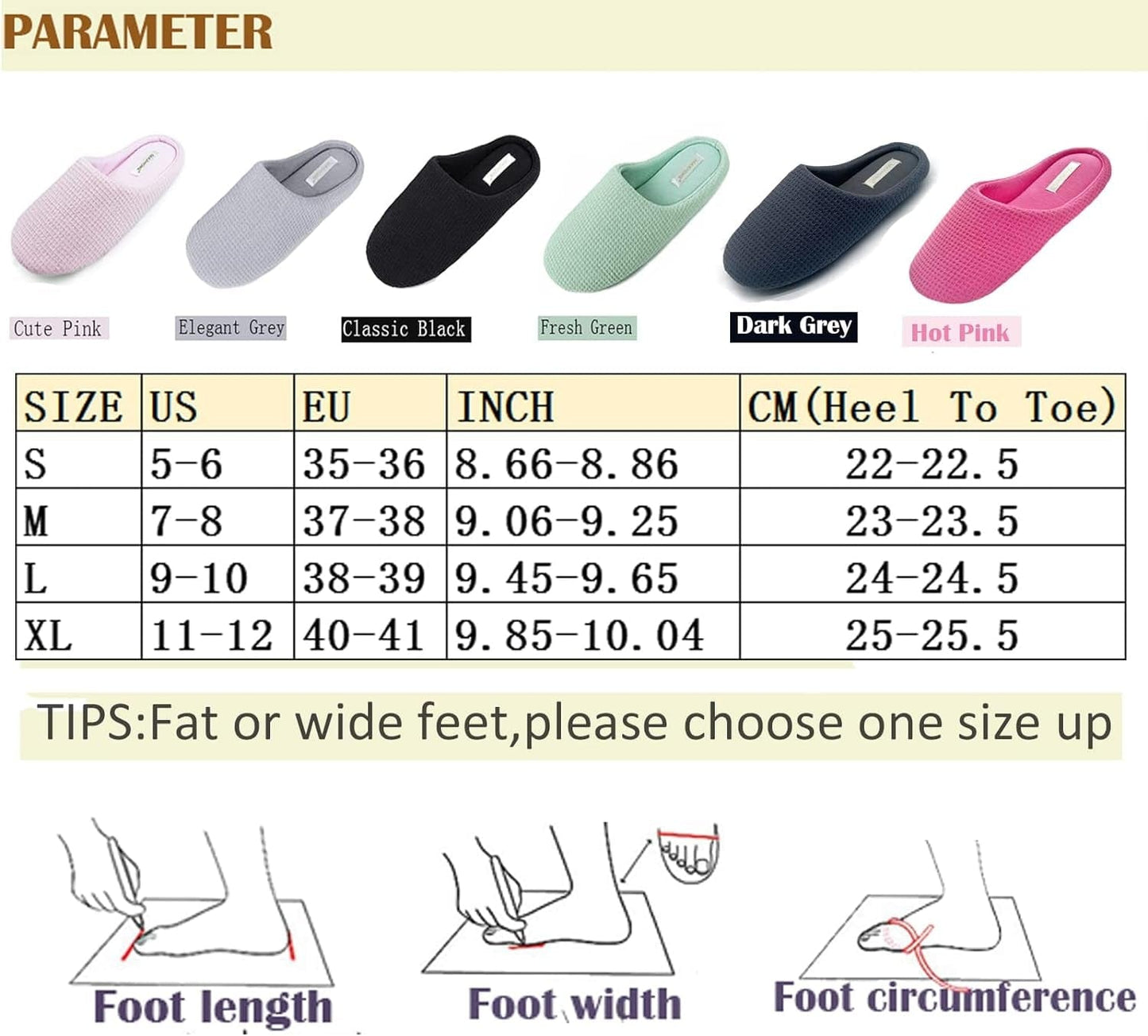 MAXHONG Womens Cotton Waffle Lightweight House Slippers with Memory Foam, Washable Home Slippers,Indoor Comfy Bedroom Cozy Slippers Slip On