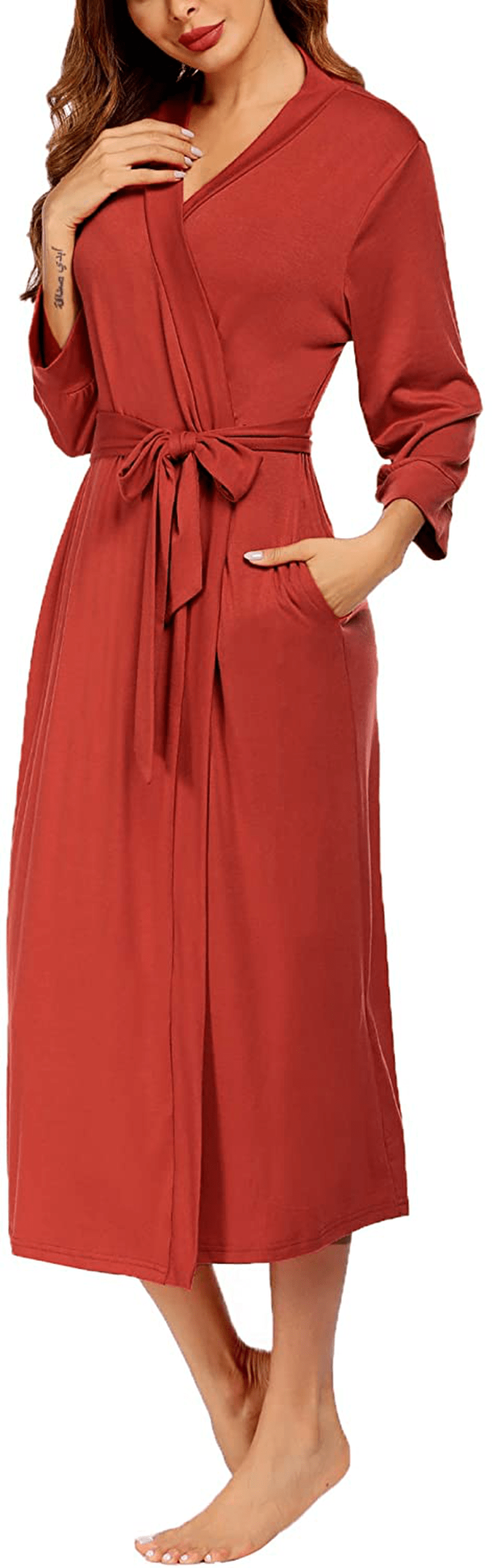 MAXMODA Women Kimono Robes Long Knit Bathrobe Soft Robe Casual Ladies Loungewear S-3XL Apparel & Accessories > Clothing > Sleepwear & Loungewear > Robes Kylie Max   
