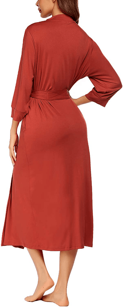 MAXMODA Women Kimono Robes Long Knit Bathrobe Soft Robe Casual Ladies Loungewear S-3XL Apparel & Accessories > Clothing > Sleepwear & Loungewear > Robes Kylie Max   