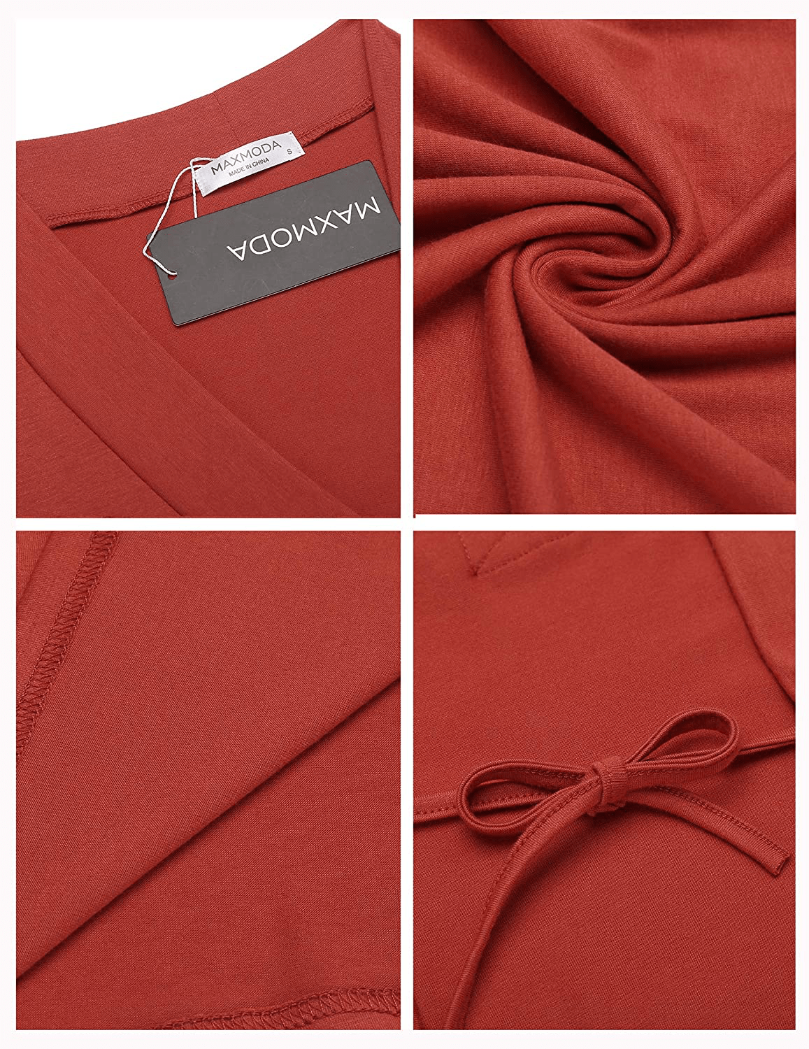 MAXMODA Women Kimono Robes Long Knit Bathrobe Soft Robe Casual Ladies Loungewear S-3XL Apparel & Accessories > Clothing > Sleepwear & Loungewear > Robes Kylie Max   