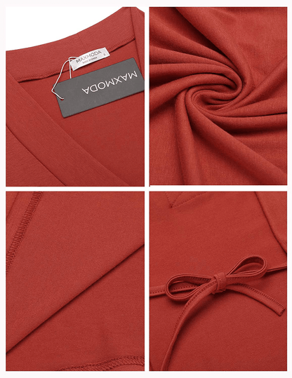 MAXMODA Women Kimono Robes Long Knit Bathrobe Soft Robe Casual Ladies Loungewear S-3XL Apparel & Accessories > Clothing > Sleepwear & Loungewear > Robes Kylie Max   
