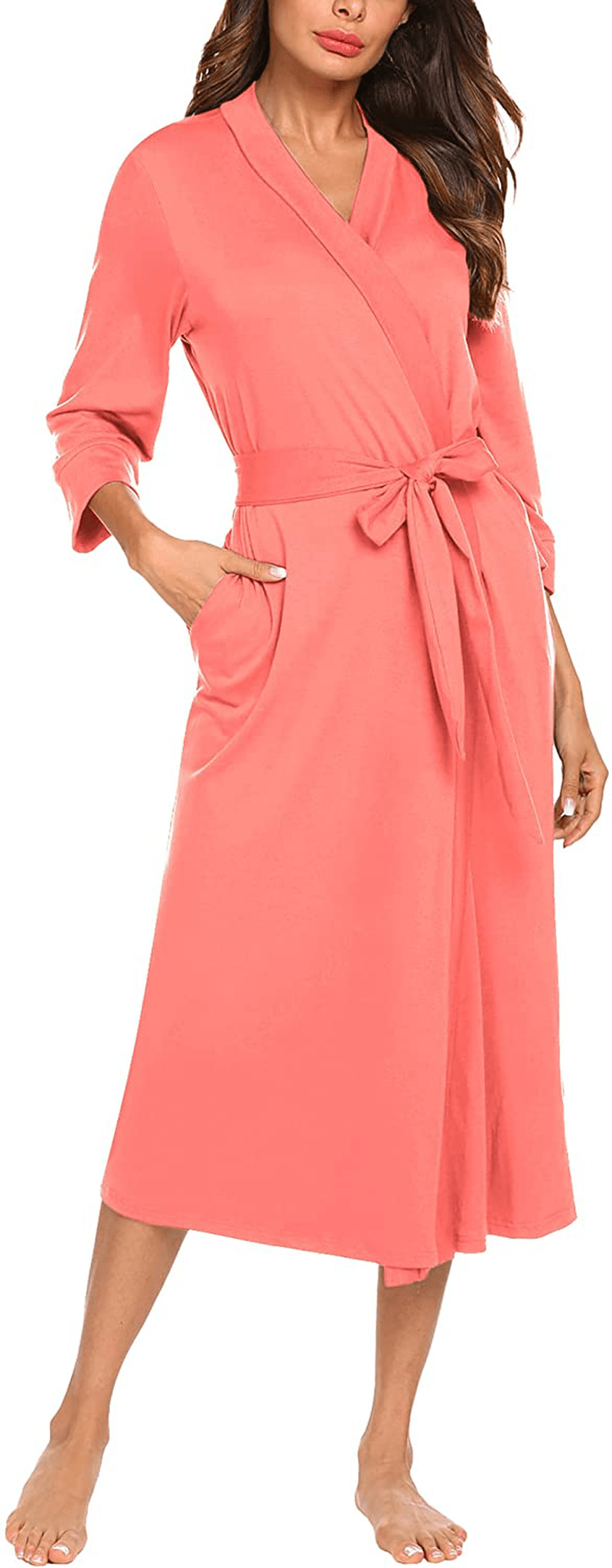 MAXMODA Women Kimono Robes Long Knit Bathrobe Soft Robe Casual Ladies Loungewear S-3XL Apparel & Accessories > Clothing > Sleepwear & Loungewear > Robes Kylie Max   