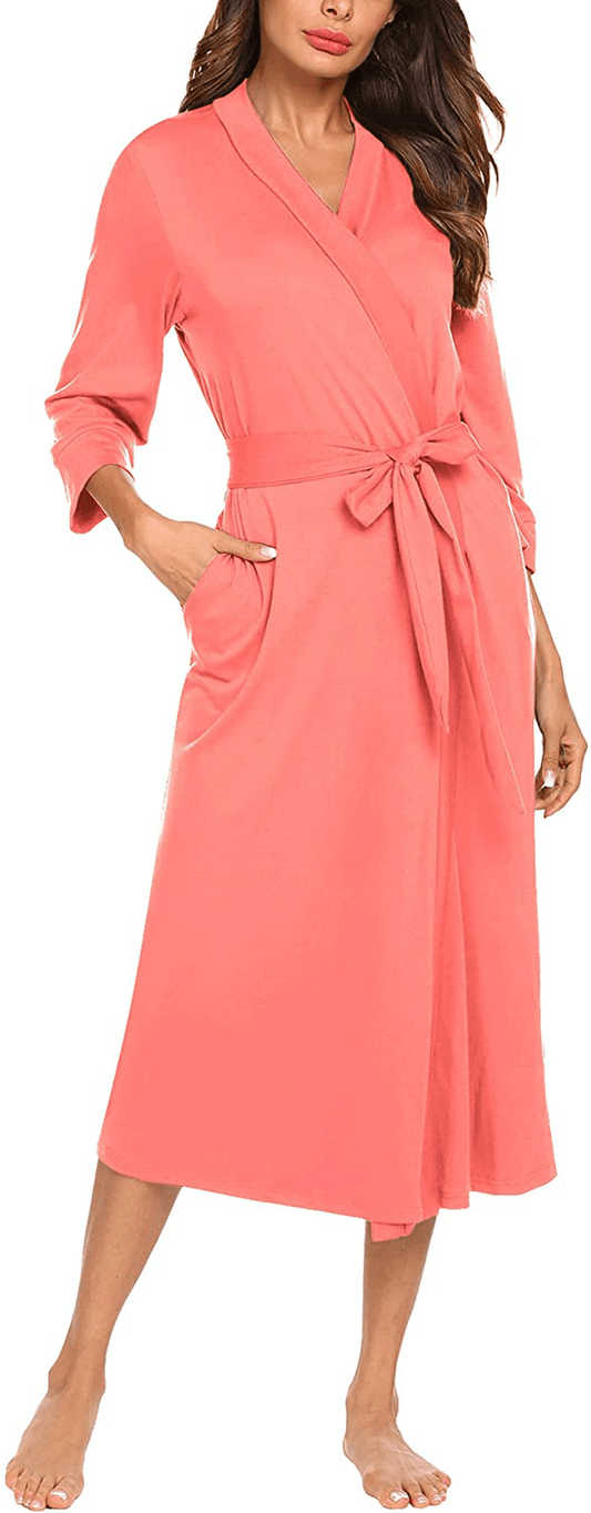 MAXMODA Women Kimono Robes Long Knit Bathrobe Soft Robe Casual Ladies Loungewear S-3XL Apparel & Accessories > Clothing > Sleepwear & Loungewear > Robes Kylie Max   