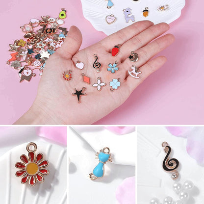 Mckanti 150PCS Bracelet Charms for Jewelry Making Wholesale Bulk Lots Jewelry Making Silver Bracelet Charms Gold Plated Enamel Charms Pendants for Necklace Bracelet Jewelry Making and Crafting.
