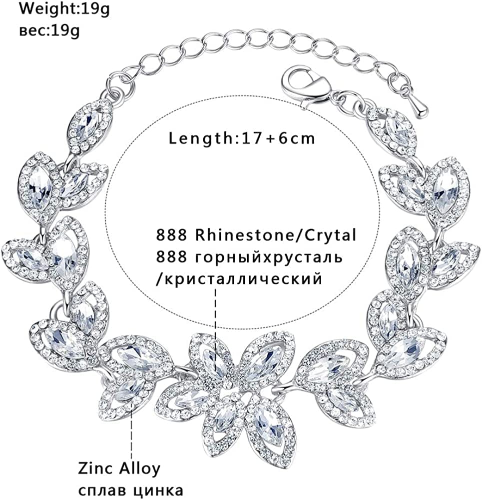 Mecresh Flower Teardrop Earring and Bracelets Silver/Gold/Champagne Bridal Jewelry Sets for Women
