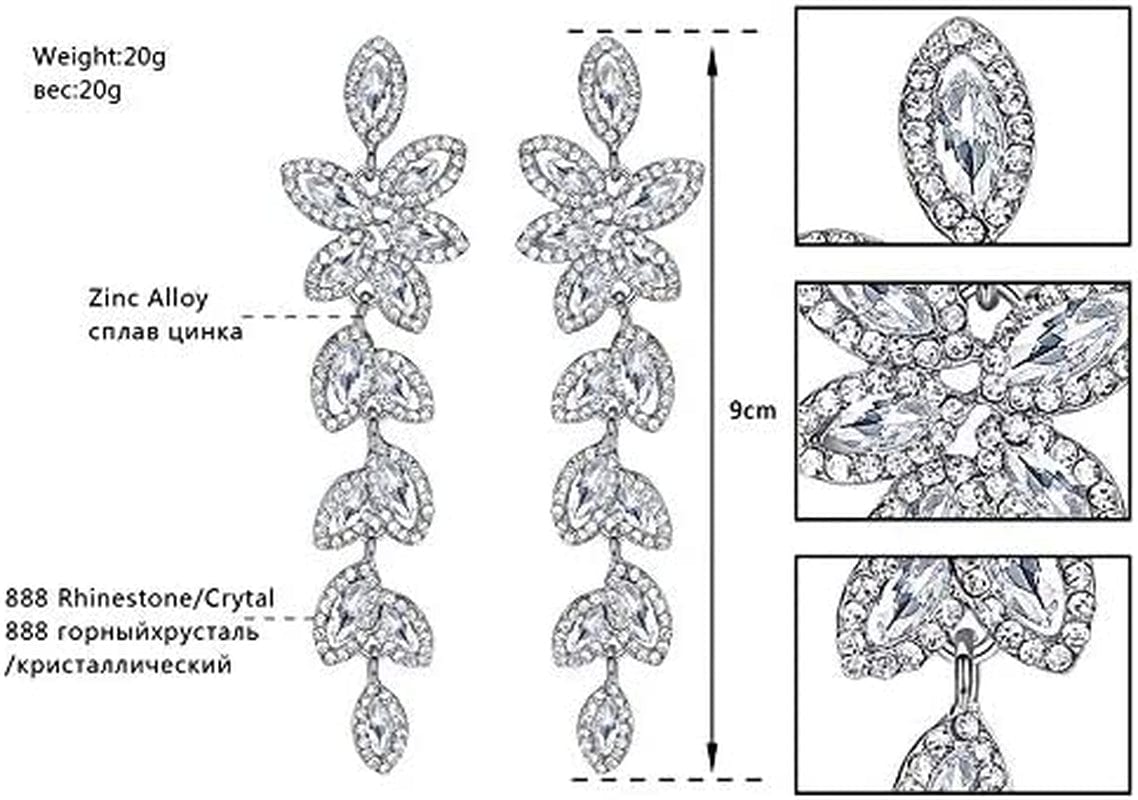 Mecresh Flower Teardrop Earring and Bracelets Silver/Gold/Champagne Bridal Jewelry Sets for Women