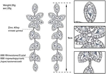 Mecresh Flower Teardrop Earring and Bracelets Silver/Gold/Champagne Bridal Jewelry Sets for Women