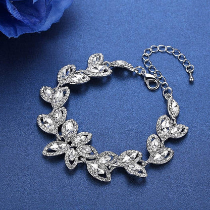Mecresh Flower Teardrop Earring and Bracelets Silver/Gold/Champagne Bridal Jewelry Sets for Women