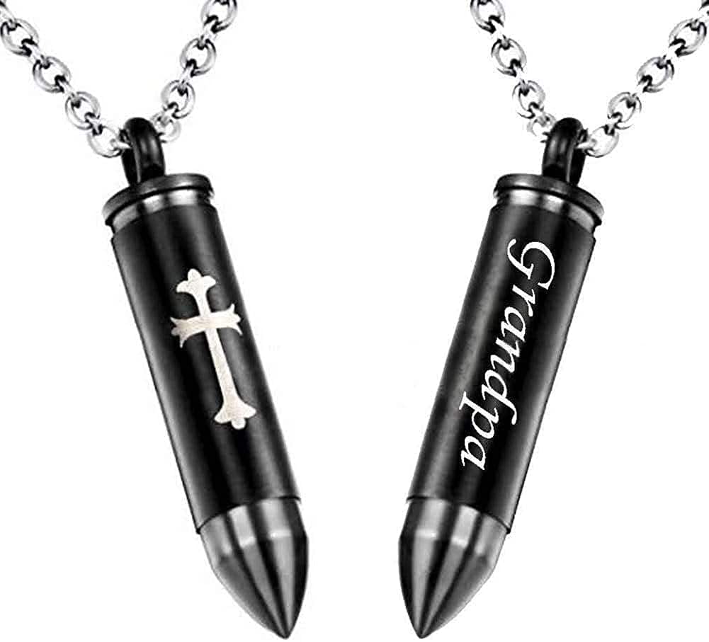 MEMORIALU Celtic Cross Bullet Urn Necklaces for Ashes Cremation Jewelry Keepsake Memorial Pendant Grandpa